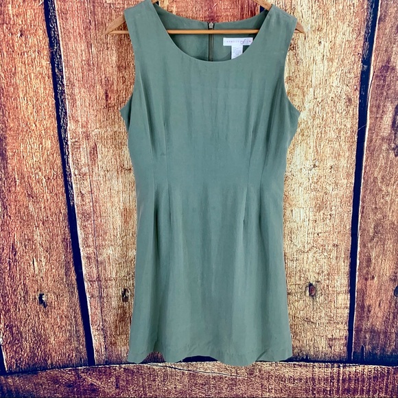 Express Silk Dresses & Skirts - Express Silk Olive Tank Dress